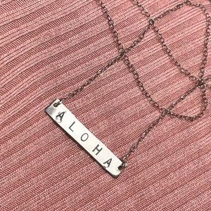 STERLING SILVER stamped ALOHA layering NECKLACE